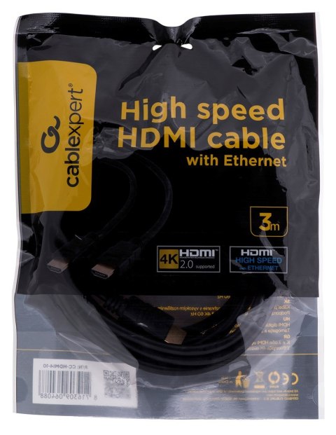 Kabel GEMBIRD CC-HDMI4-10 (HDMI M - HDMI M; 3m; kolor czarny) Kabel GEMBIRD CC-HDMI4-10 (HDMI M - HDMI M; 3m; kolor czarny)