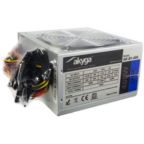 Zasilacz Akyga Basic AK-B1-400 (400 W; Pasywne; 120 mm) Zasilacz Akyga Basic AK-B1-400 (400 W; Pasywne; 120 mm)