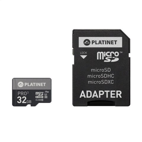 PLATINET microSDHC + ADAPTER SD 32GB class10 U3 90MB/s [44003]