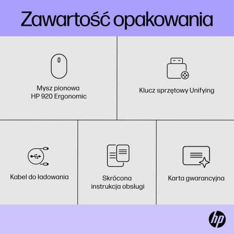 Mysz HP 920 Ergonomic Vertical Mouse Black bezprzewodowa czarna Mysz HP 920 Ergonomic Vertical Mouse Black bezprzewodowa czarna
