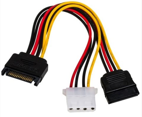 Kabel zasilający AKYGA SATA (wtyk) - SATA (gniazdo) + Molex 0.15m. AK-CA-32 Kabel zasilający AKYGA SATA (wtyk) - SATA (gniazdo) + Molex 0.15m. AK-CA-32