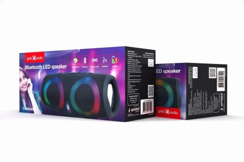 GEMBIRD PRZENOŚNY GŁOŚNIK BLUETOOTH LED RMS 2X 5W, WBUDOWANY MIKROFON, KOLOR CZARNY, USB, AUX, MICROSD