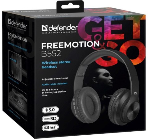 DEFENDER SŁUCHAWKI BEZPRZEWODOWE NAUSZNE FREEMOTION B552 CZARNE 63552 DEFENDER SŁUCHAWKI BEZPRZEWODOWE NAUSZNE FREEMOTION B552 CZARNE 63552