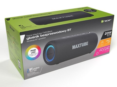 TRACER GŁOŚNIK TWS MAXTUBE BLUETOOTH BLACK TRACER GŁOŚNIK TWS MAXTUBE BLUETOOTH BLACK
