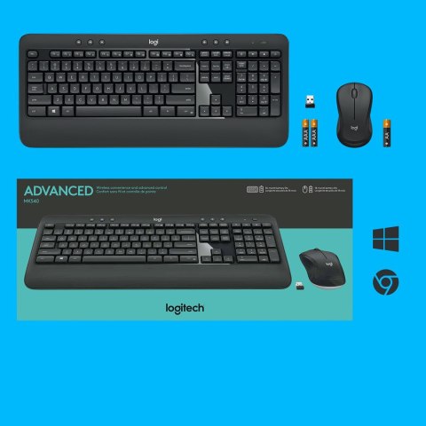 Zestaw klawiatura + mysz membranowa Logitech MK540 920-008685 (USB; kolor czarny; optyczna; 1000 DPI) Zestaw klawiatura + mysz membranowa Logitech MK540 920-008685 (USB; kolor czarny; optyczna; 1000 DPI)