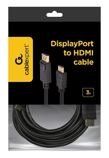 Kabel GEMBIRD CC-DP-HDMI-3M ( DisplayPort M - HDMI M -; 3m; kolor czarny) Kabel GEMBIRD CC-DP-HDMI-3M ( DisplayPort M - HDMI M -; 3m; kolor czarny)