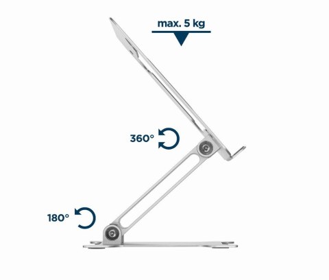 GEMBIRD SKŁADANA PODSTAWKA POD NOTEBOOKA 15,6" SREBRNA