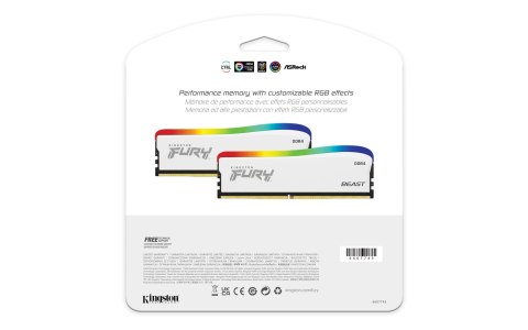 KINGSTON DDR4 16GB 3200MT/s CL16 DIMM FURY Beast White RGB SE KINGSTON DDR4 16GB 3200MT/s CL16 DIMM FURY Beast White RGB SE