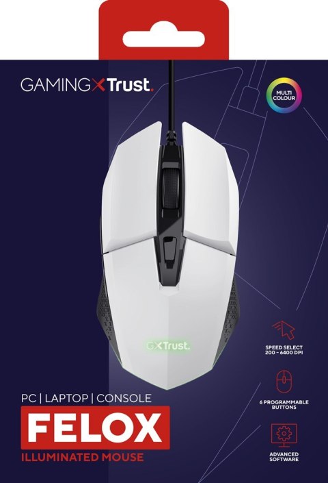 Mysz gamingowa TRUST GXT109P Felox Biała Mysz gamingowa TRUST GXT109P Felox Biała